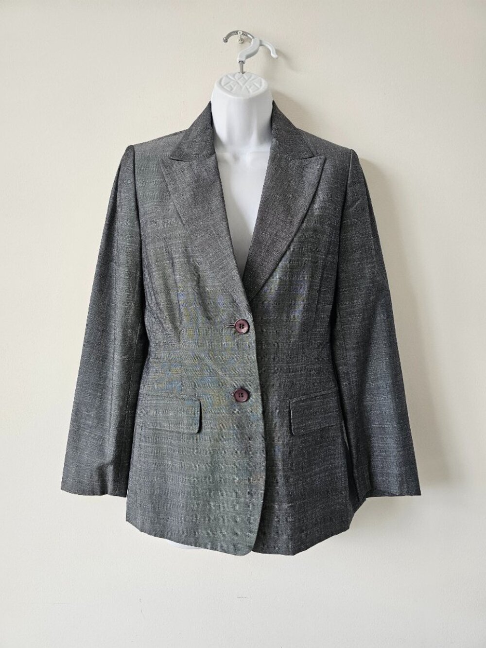 ICB Grey Wool Blend Button Front Jacket Blazer 2, Made In Japan